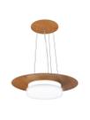 Pendente de Madeira Saturno Vidro Imola 40 cm Freijó/Branco
