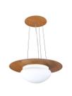 Pendente de Madeira Saturno Vidro Oval 40 cm Freijó/Branco