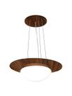 Pendente de Madeira Saturno Vidro Oval 40 cm Imbuia/Ouro Velho