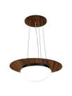 Pendente de Madeira Saturno Vidro Oval 40 cm Imbuia/Preto
