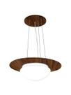 Pendente de Madeira Saturno Vidro Oval 45 cm Imbuia/Branco