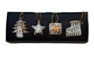 Pendente de Natal de Cristal Figuras Natalinas Kit com 4 Pçs