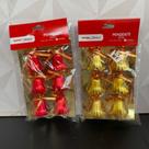 Pendente de natal sino vermelho ou dourado com 6 peças para árvore de Natal