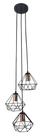 Pendente diamante 3 lampadas com soquete cobre rose