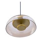Pendente disko metal e vidro dourado e ambar bella fo014a