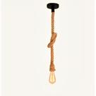 Pendente Doca Corda Bege 1,5M Canopla Preta 10cm E27 Bivolt