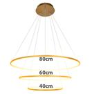 Pendente Dourado Ø80/60cm/40cm 90watts 3.000 Bivolt (Estilo Birdie)