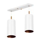 Pendente Duplo Bilboquê Cilindrico Retangular Branco c/Cobre