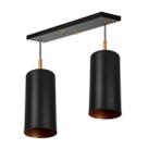 Pendente Duplo Bilboquê Cilindrico Retangular Preto c/ Cobre