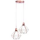 Pendente Duplo Decorativo de Teto Diamante Luminárias Rose Gold Base Duplo Fio Cristal Retrô