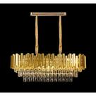 Pendente Duplo Lustre Oval Barras Achatado Metal Pingentes