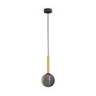 Pendente Eloa ZR136 Madeira Smoky Globo Vidro 15cm P/ G9 Starlux ST2603