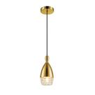 Pendente em Aço Dourado e Vidro transparente 10cm x 23cm Mais Luz