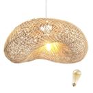 Pendente Em Fibra Natural Rattan Artesanal Mesa Nat70 + Led