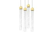 Pendente Empire Dourado Cristal 4 Tubos Led 20W 30cm 3 em 1 Bivolt