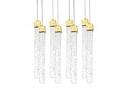 Pendente Empire Dourado Cristal 8 Tubos Led 40W 30cm 3 em 1 Bivolt
