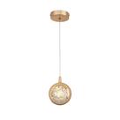 Pendente Esfera Cristal Bolhas Metal Dourado 11cm LED 7W 3200K Bivolt