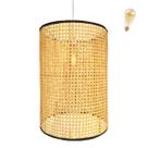 Pendente Fibra Natural 56x40 Palha indiana Sala Nat85 + Led Pendente Fibra Natural 56x40 Palha indiana Sala Nat85 + Led