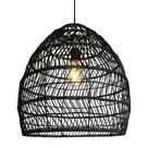 Pendente Fibra Natural Rattan Boho Mesa Sala Preto Nat55