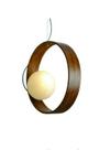 Pendente fox lustres 3007 orb 15x35cm madeira, cabo de aço e vidro 1xe27