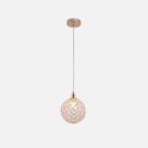 Pendente Globo de Metal Cristal Dourado 12cm Led 1G9 Bivolt