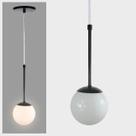 Pendente Globo Esfera de Vidro Branco 120 com Haste - PRETO