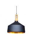 Pendente Gold 1 Lâmp 33cm Preto e Dourado Detalhe Madeira