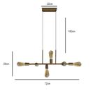 Pendente Industrial Trilho 6 Lâmpadas Moderno Alumínio Dourado