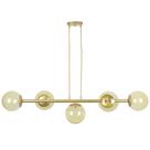 Pendente Jabuticaba Dourado 5 Globos de Vidro Mesa de Jantar