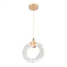Pendente Led Anel Luxo 6w Bivolt Vidro Bolha Dourado Decor