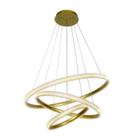 Pendente led apogeu 3 anéis dourado e cristal acrilico 112w 3000k ø80cm + ø60cm + ø40cm sky4011 do skylight