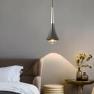 Pendente Led Luminária Vidro Grafite e Dourado Cone Luxo Luz Quente 3000K Teto Quarto Sala Bivolt