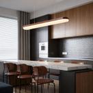 Pendente Led Soft Luminária de Teto Madeira Sala Mesa Jantar 98cm Luz 3em1 Bivolt