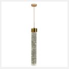 Pendente Led Tubo Luxo Brilhante 30cm Redondo Cristal Bolhas 5w Dourado 3 Cor de Luz 8109