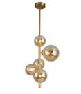 Pendente Luminaria 30 cm Aluminio Vidro Dourado 5 Bolas
