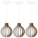 Pendente Luminária Bali e27 Madeira Bancada Moderno 3 Un