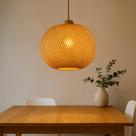 Péndente Luminária Bambu Rustico Madeira Elegante De Teto Nias 40cm