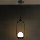 Pendente Luminária De Teto Design Oval Vidro Globo Fosco Bivolt Preto