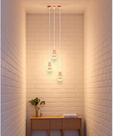 Pendente Luminária Lustre Base Tripla Fio Regulável Industrial Aramado Luxo Para Sala Quarto Escritório ROSE GOLD FIO CRISTAL