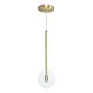 Pendente Luminária Lux Dourado Globo Cristal 15Cm + Led