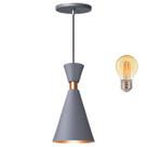 Pendente Luminária Mini Pequim Cinza 24cm + Led G45