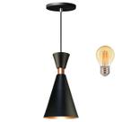 Pendente Luminária Mini Pequim Preto 24cm + Led G45