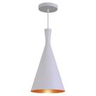 Pendente Luminária Tom Dixon Funil Canadá Branco Textura C/ Cobre - Rei da Iluminação