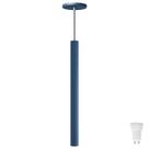 Pendente Luminária Tubo Azul 50 Cm + Lâmpada LED Branco Frio