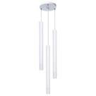 Pendente Luminária Tubo Branco 40 Cm Triplo + Led Branco Frio
