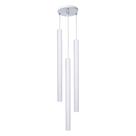 Pendente Luminária Tubo Branco 50 Cm Triplo + Led Branco Quente
