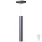 Pendente Luminária Tubo Cinza 30 Cm + Lâmpada LED Branco Frio