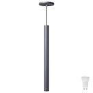 Pendente Luminária Tubo Cinza 50 Cm + Lâmpada LED Branco Quente