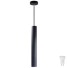 Pendente Luminária Tubo Preto 30 Cm + Led - Canopla 6cm