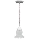 Pendente Lustre Corrente Branca 1 Tuipa Caracol Vidro Fosco